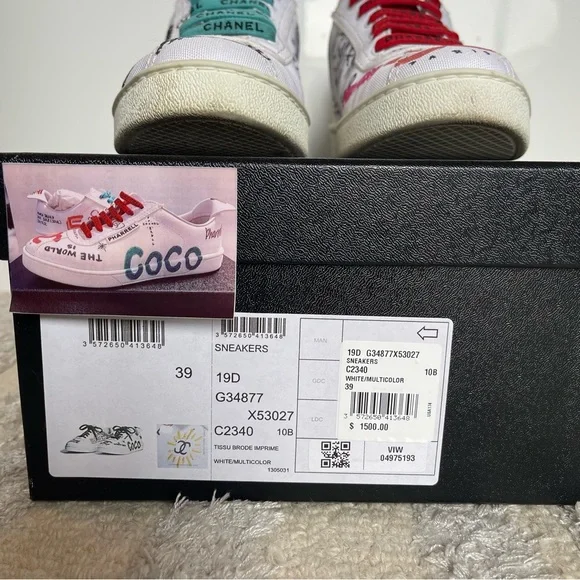 Chanel x Pharrell Williams Collab Canvas & Leather Sneakers Size 39 - Picture 7 of 13